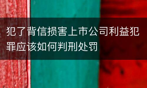 犯了背信损害上市公司利益犯罪应该如何判刑处罚