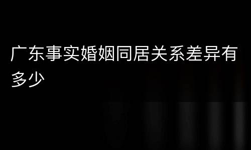 广东事实婚姻同居关系差异有多少