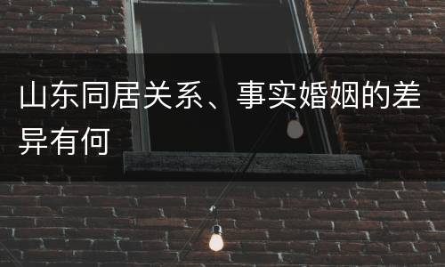 山东同居关系、事实婚姻的差异有何