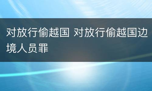 对放行偷越国 对放行偷越国边境人员罪