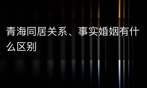 青海同居关系、事实婚姻有什么区别