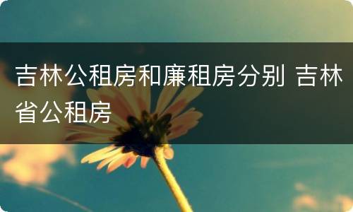 吉林公租房和廉租房分别 吉林省公租房