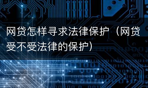 网贷怎样寻求法律保护（网贷受不受法律的保护）