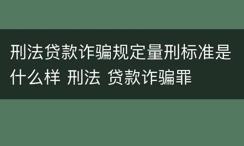刑法贷款诈骗规定量刑标准是什么样 刑法 贷款诈骗罪