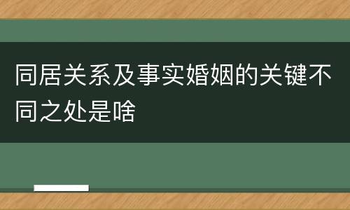 同居关系及事实婚姻的关键不同之处是啥