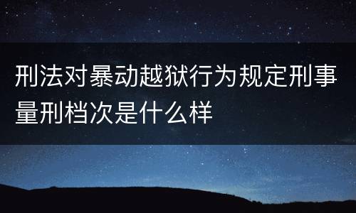 刑法对暴动越狱行为规定刑事量刑档次是什么样