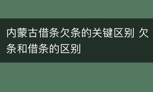 内蒙古借条欠条的关键区别 欠条和借条的区别