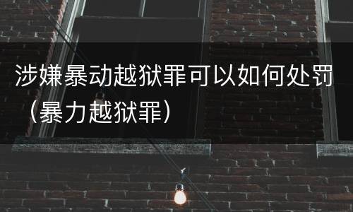 涉嫌暴动越狱罪可以如何处罚（暴力越狱罪）
