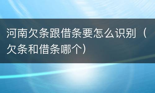 河南欠条跟借条要怎么识别（欠条和借条哪个）