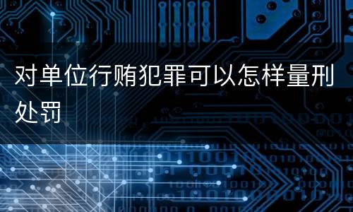 对单位行贿犯罪可以怎样量刑处罚