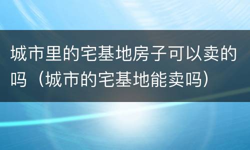 城市里的宅基地房子可以卖的吗（城市的宅基地能卖吗）