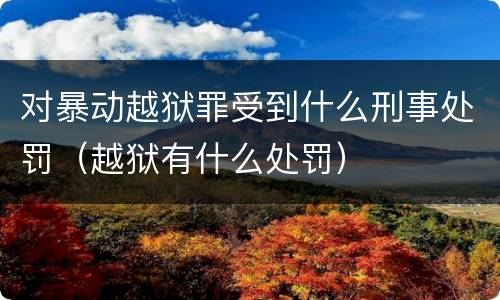 对暴动越狱罪受到什么刑事处罚（越狱有什么处罚）