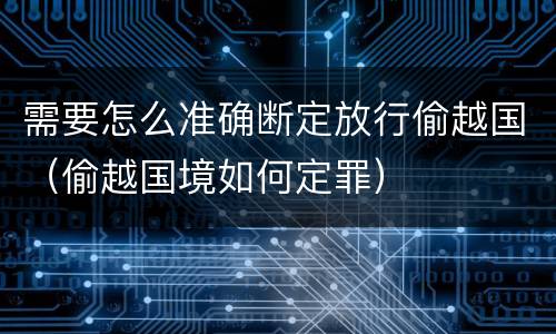 需要怎么准确断定放行偷越国（偷越国境如何定罪）