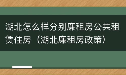 湖北怎么样分别廉租房公共租赁住房（湖北廉租房政策）