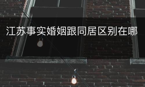 江苏事实婚姻跟同居区别在哪