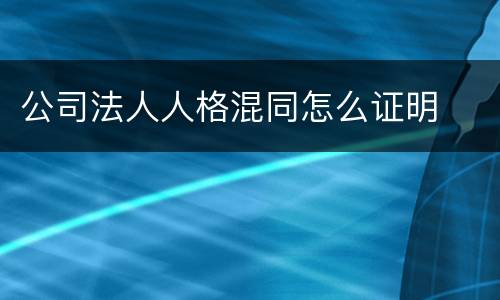 公司法人人格混同怎么证明