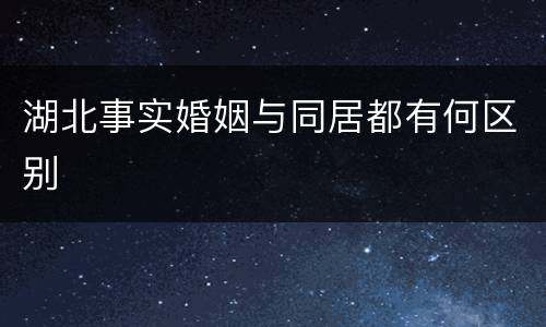 湖北事实婚姻与同居都有何区别