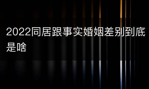 2022同居跟事实婚姻差别到底是啥