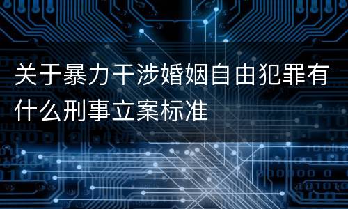 关于暴力干涉婚姻自由犯罪有什么刑事立案标准