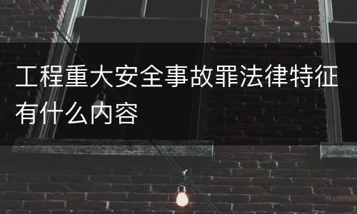工程重大安全事故罪法律特征有什么内容