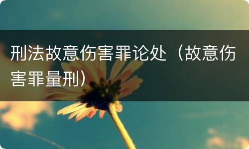 刑法故意伤害罪论处（故意伤害罪量刑）