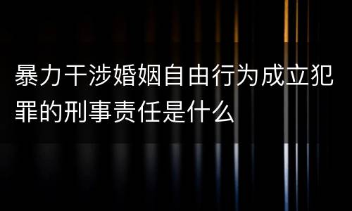 暴力干涉婚姻自由行为成立犯罪的刑事责任是什么