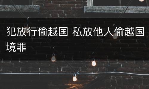 犯放行偷越国 私放他人偷越国境罪