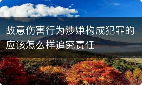 故意伤害行为涉嫌构成犯罪的应该怎么样追究责任