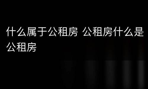 什么属于公租房 公租房什么是公租房