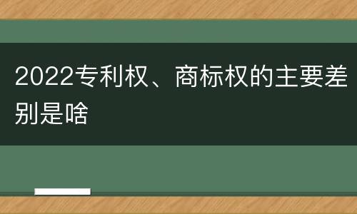 2022专利权、商标权的主要差别是啥