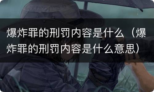 爆炸罪的刑罚内容是什么（爆炸罪的刑罚内容是什么意思）