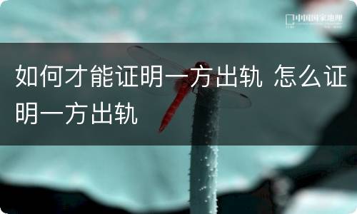 如何才能证明一方出轨 怎么证明一方出轨