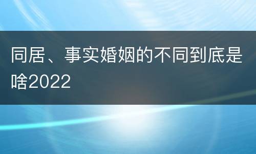 同居、事实婚姻的不同到底是啥2022