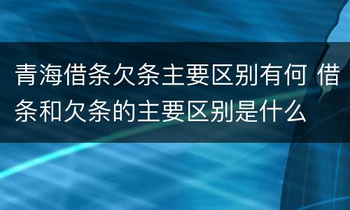 青海借条欠条主要区别有何 借条和欠条的主要区别是什么