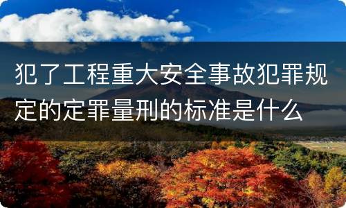 犯了工程重大安全事故犯罪规定的定罪量刑的标准是什么