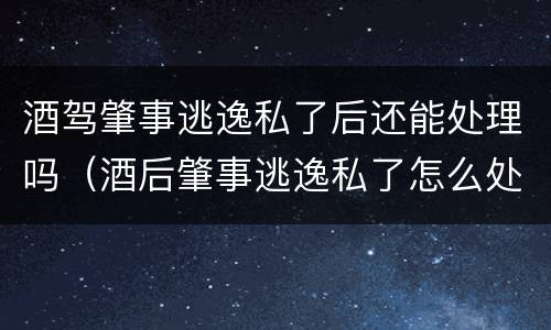 酒驾肇事逃逸私了后还能处理吗（酒后肇事逃逸私了怎么处罚）