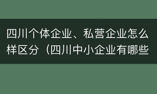 四川个体企业、私营企业怎么样区分（四川中小企业有哪些公司）