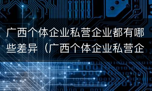广西个体企业私营企业都有哪些差异（广西个体企业私营企业都有哪些差异呢）