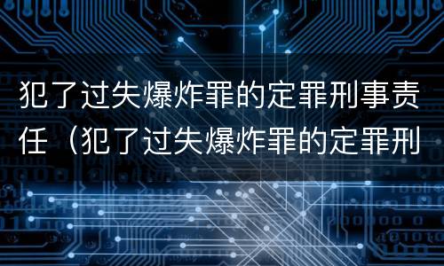 犯了过失爆炸罪的定罪刑事责任（犯了过失爆炸罪的定罪刑事责任主体）