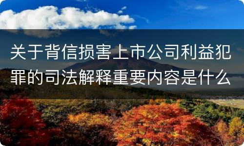 关于背信损害上市公司利益犯罪的司法解释重要内容是什么