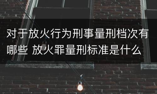 对于放火行为刑事量刑档次有哪些 放火罪量刑标准是什么