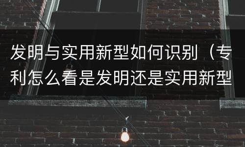 发明与实用新型如何识别（专利怎么看是发明还是实用新型）