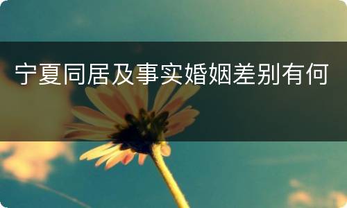 宁夏同居及事实婚姻差别有何