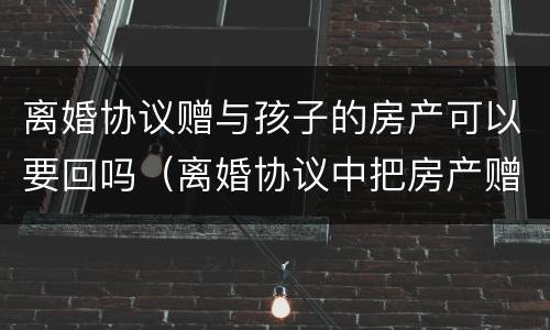 离婚协议赠与孩子的房产可以要回吗（离婚协议中把房产赠与孩子）