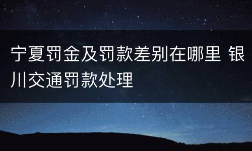 宁夏罚金及罚款差别在哪里 银川交通罚款处理