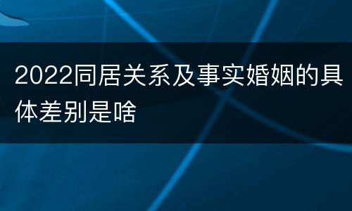 2022同居关系及事实婚姻的具体差别是啥