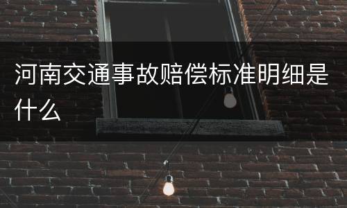 河南交通事故赔偿标准明细是什么