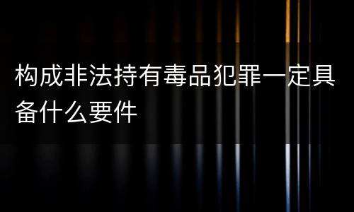 构成非法持有毒品犯罪一定具备什么要件