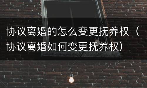协议离婚的怎么变更抚养权（协议离婚如何变更抚养权）