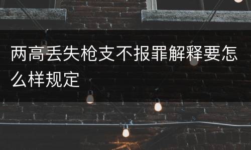 两高丢失枪支不报罪解释要怎么样规定